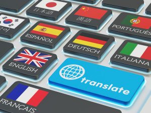 Foreign languages translation concept, online translator
