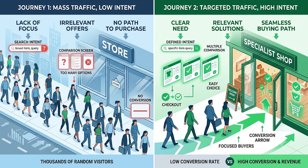 showing-two-contrasting-customer-journeys