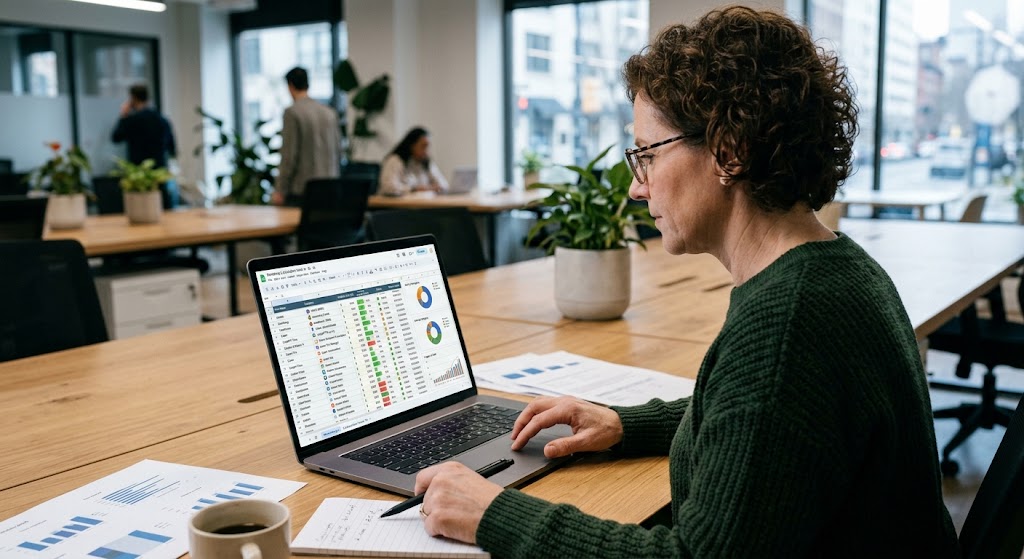 marketer-auditing-a-large-collection-of-digital-marketing-subscriptions